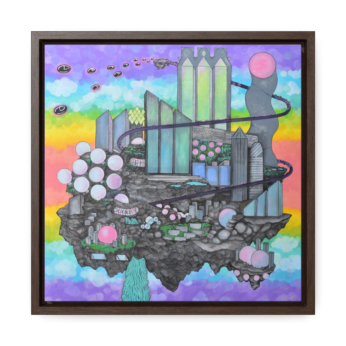 Bubblegum Metropolis, Framed Canvas