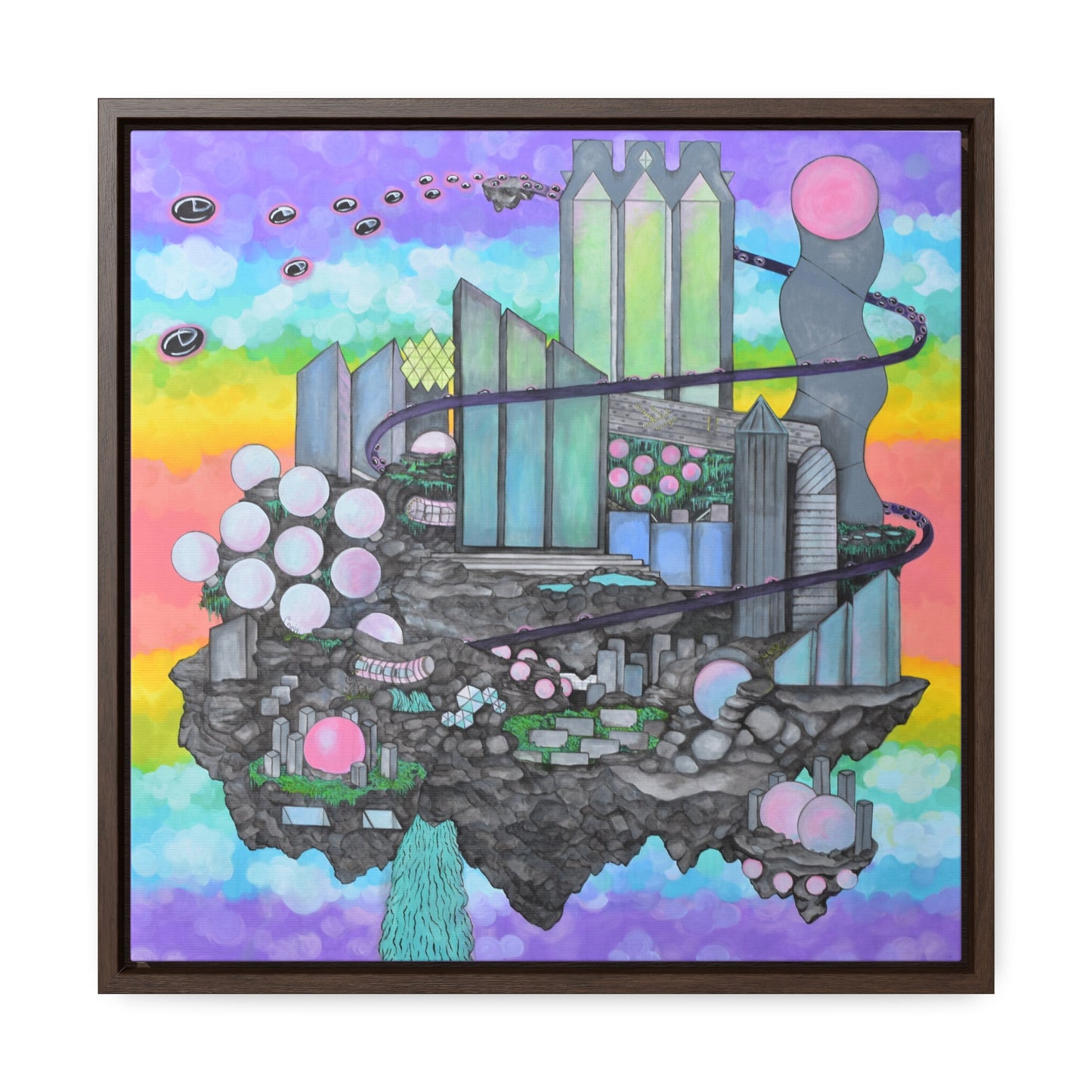 Bubblegum Metropolis, Framed Canvas