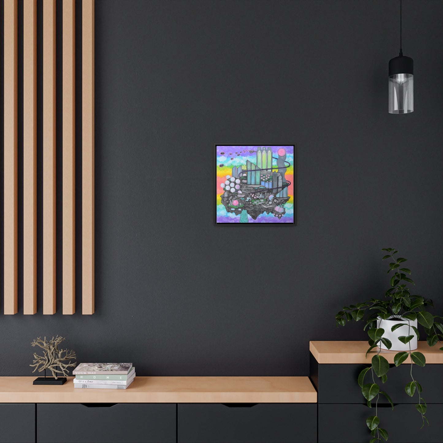 Bubblegum Metropolis, Framed Canvas