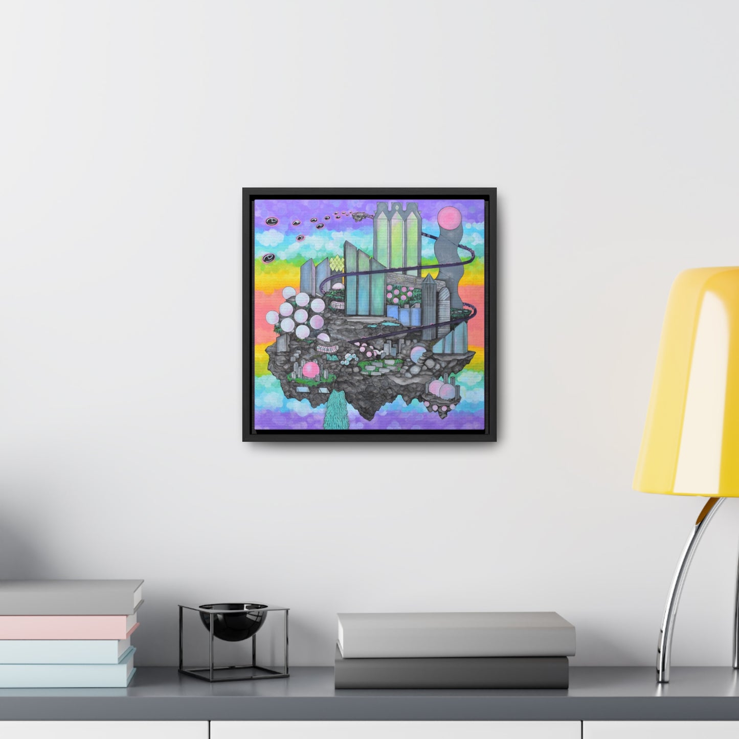 Bubblegum Metropolis, Framed Canvas