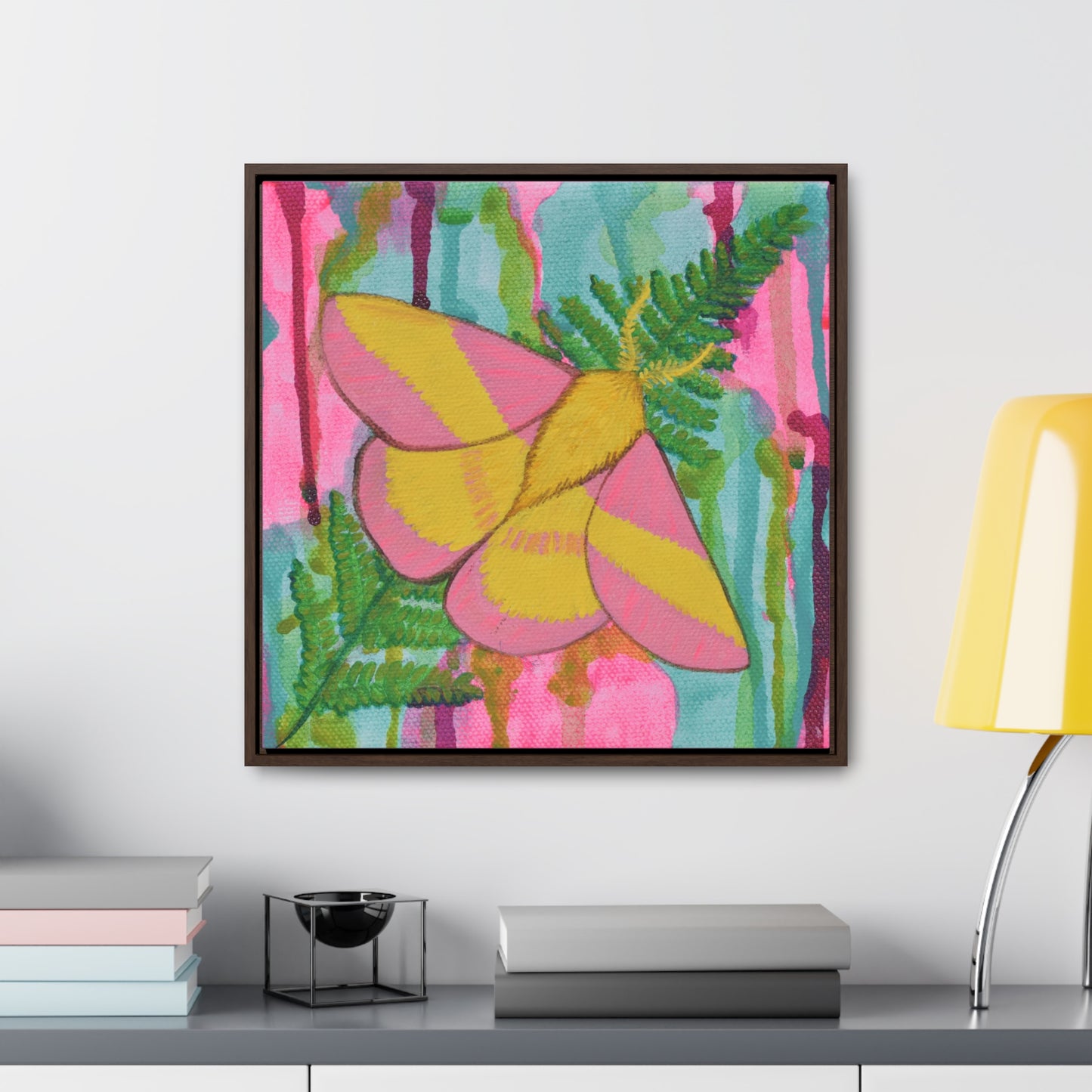 Rosy Maple Moth, Framed Canvas