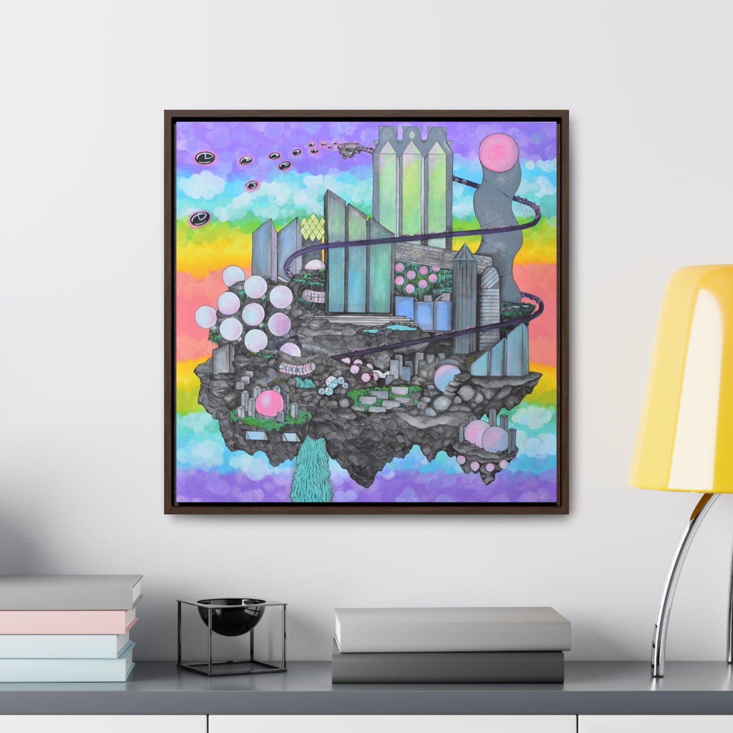 Bubblegum Metropolis, Framed Canvas