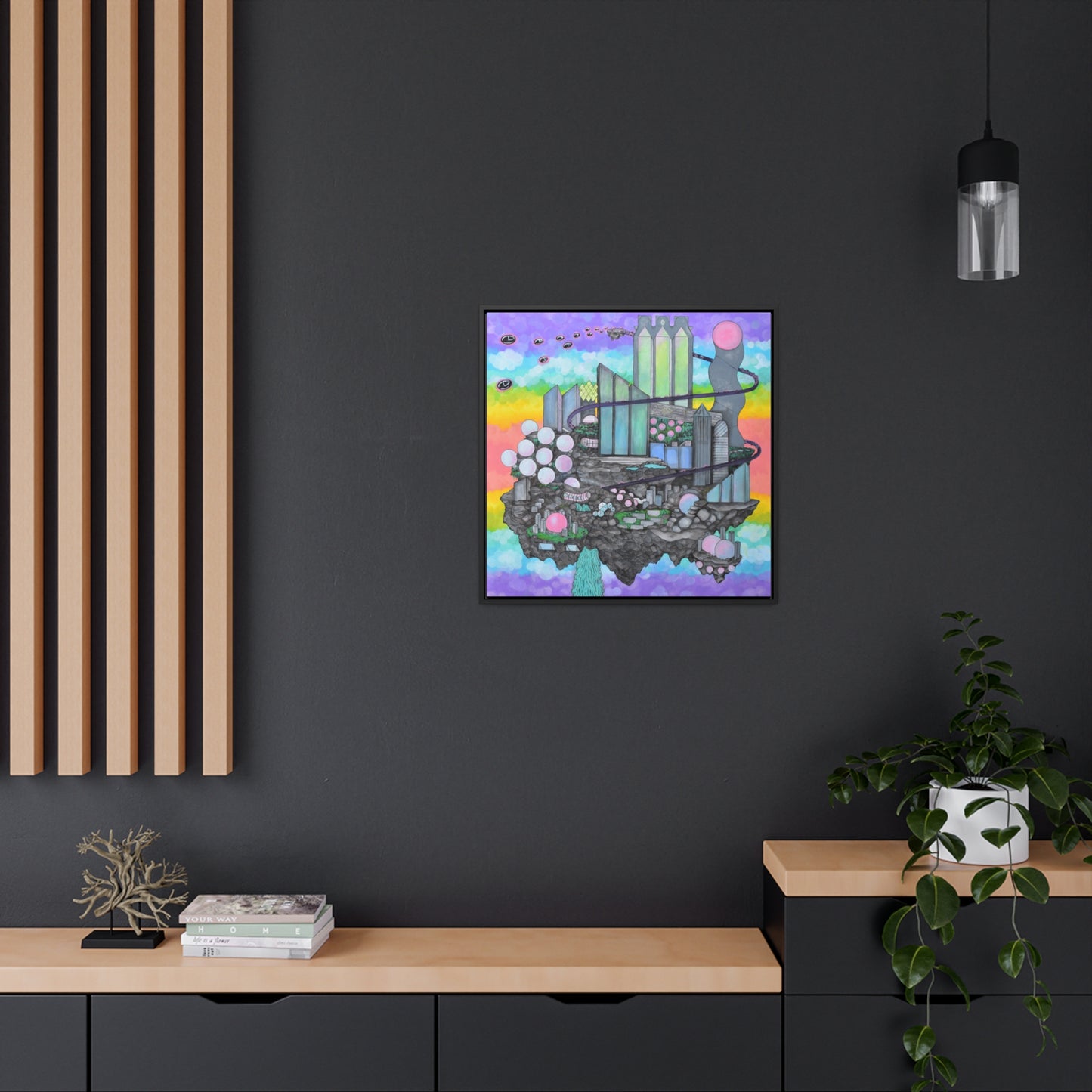 Bubblegum Metropolis, Framed Canvas
