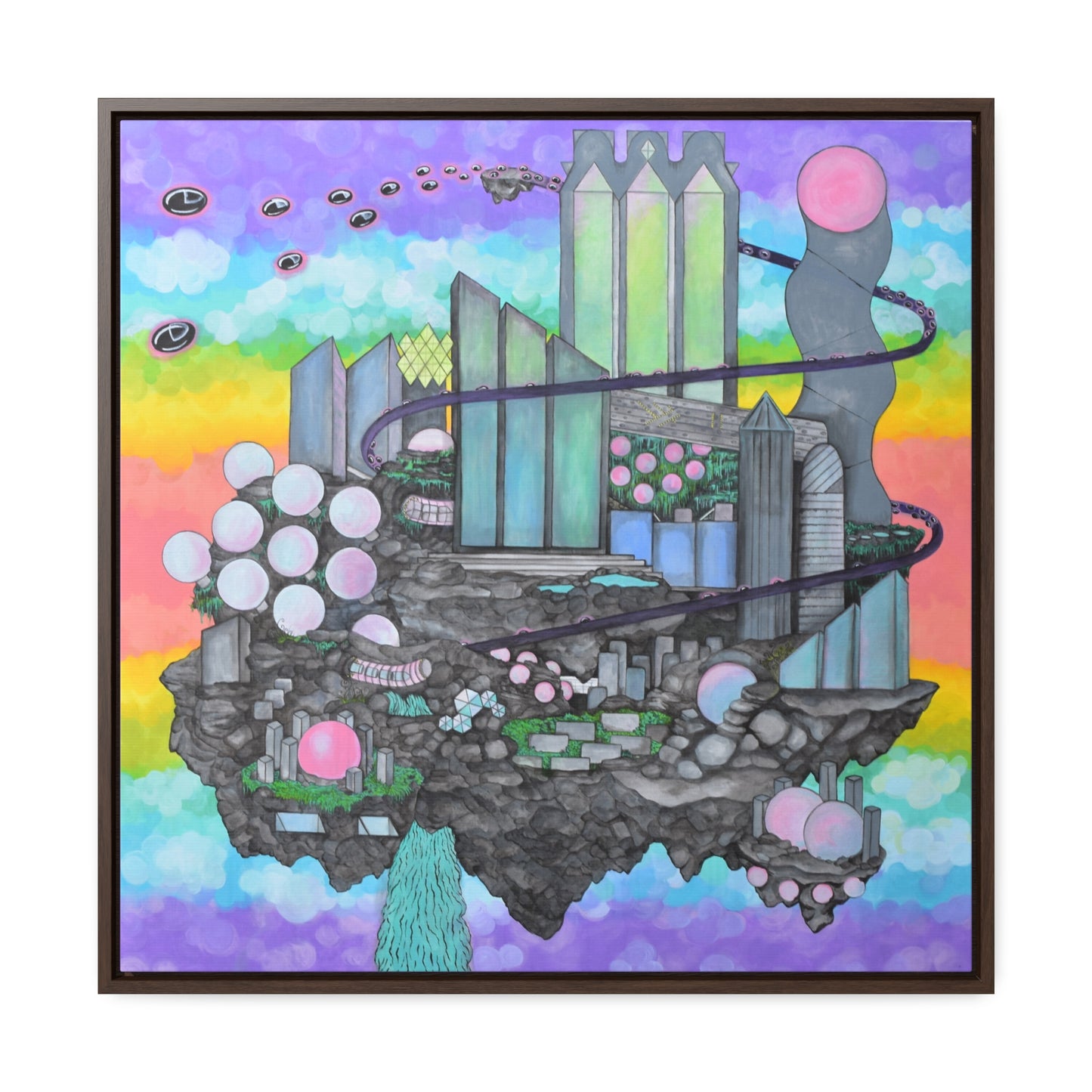 Bubblegum Metropolis, Framed Canvas