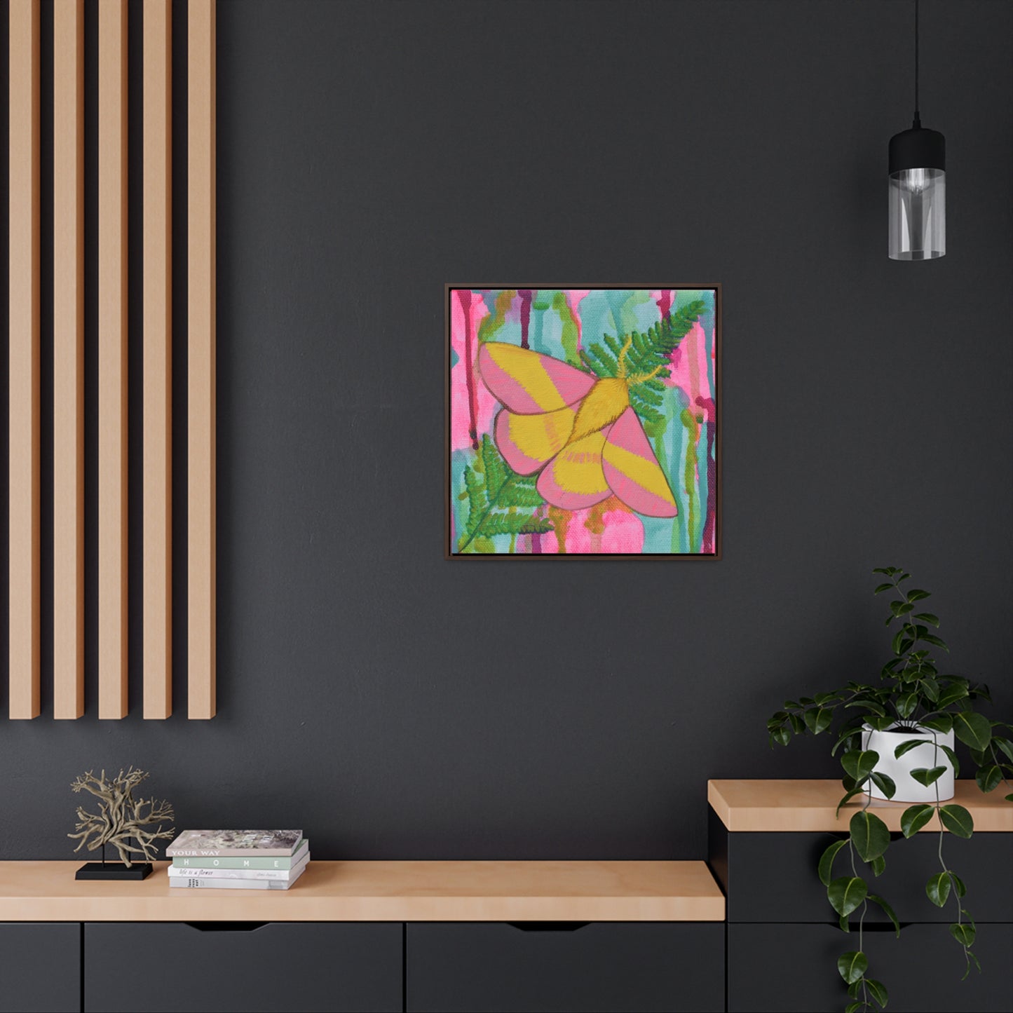 Rosy Maple Moth, Framed Canvas