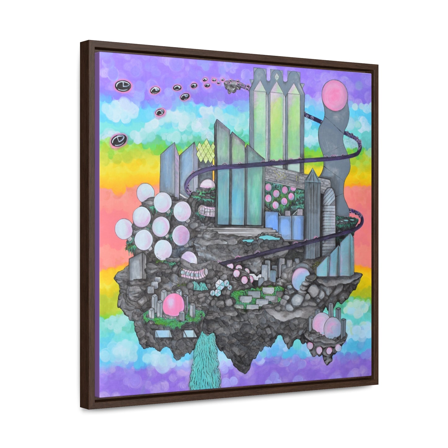 Bubblegum Metropolis, Framed Canvas