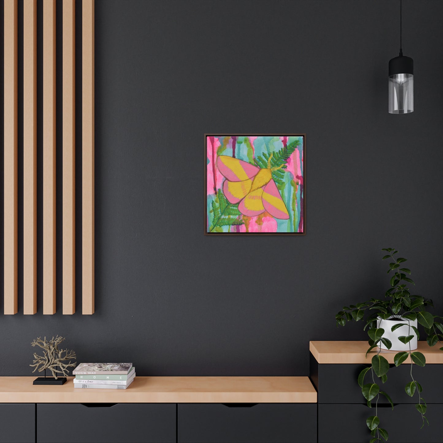 Rosy Maple Moth, Framed Canvas