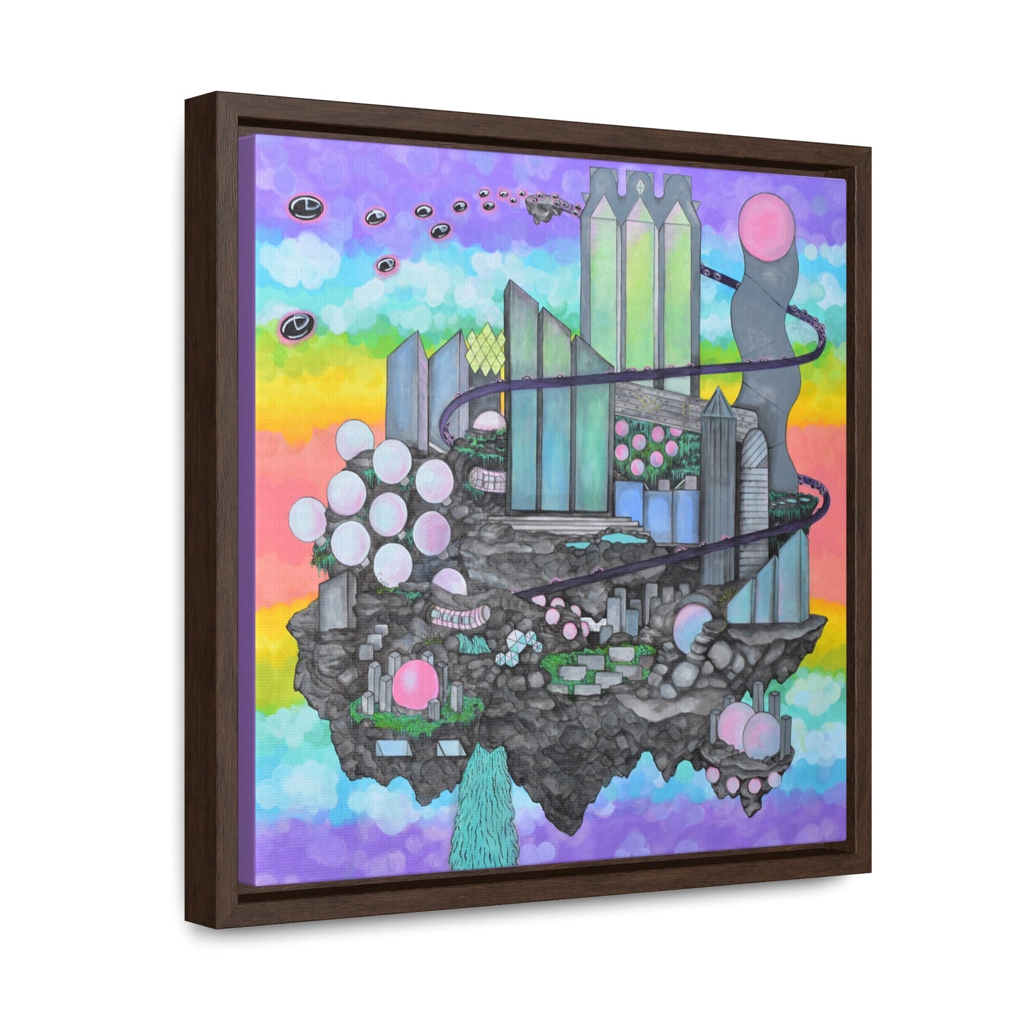 Bubblegum Metropolis, Framed Canvas