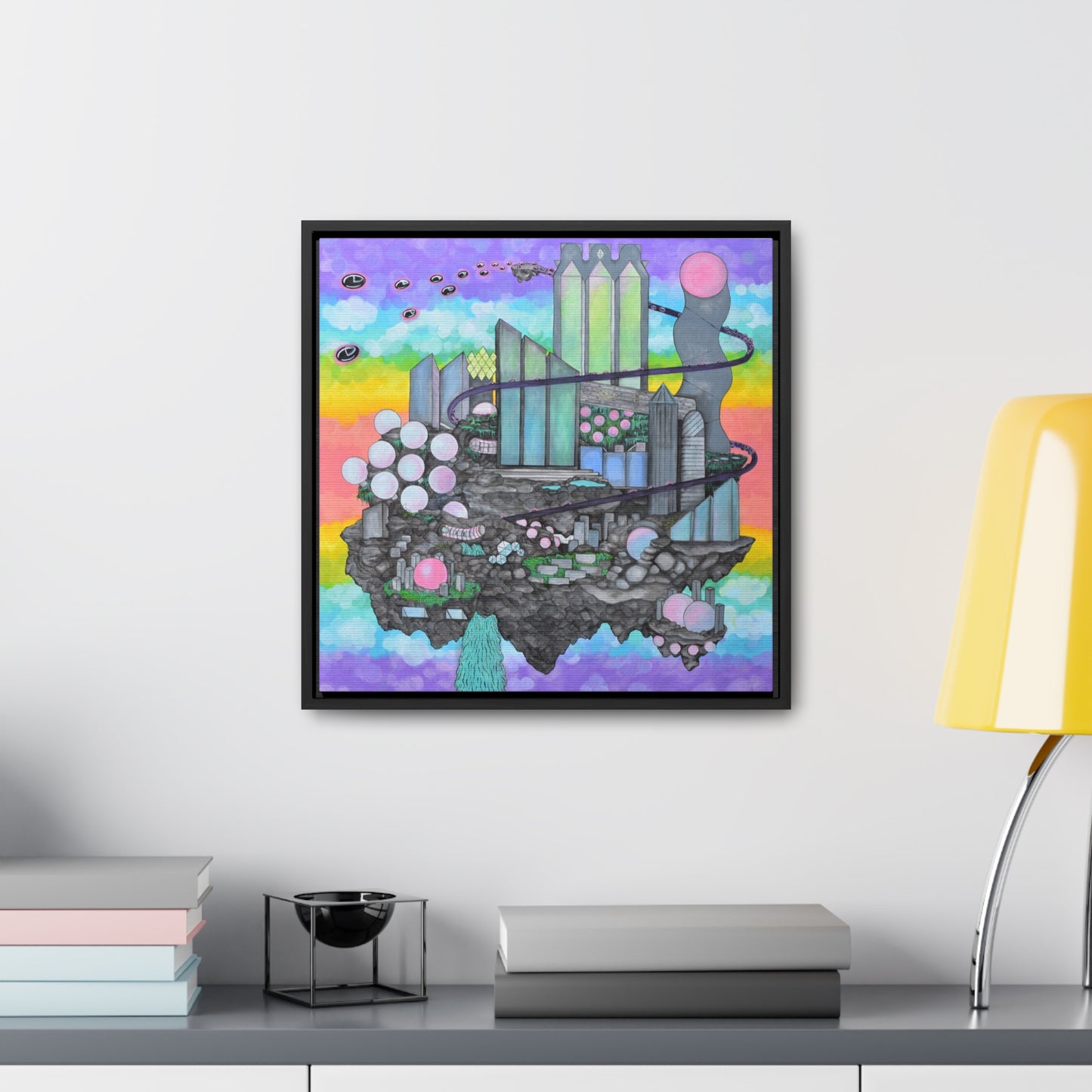 Bubblegum Metropolis, Framed Canvas