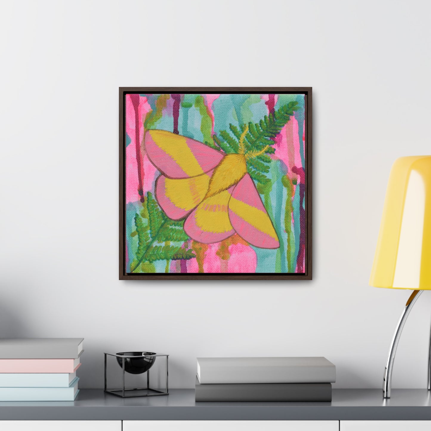 Rosy Maple Moth, Framed Canvas