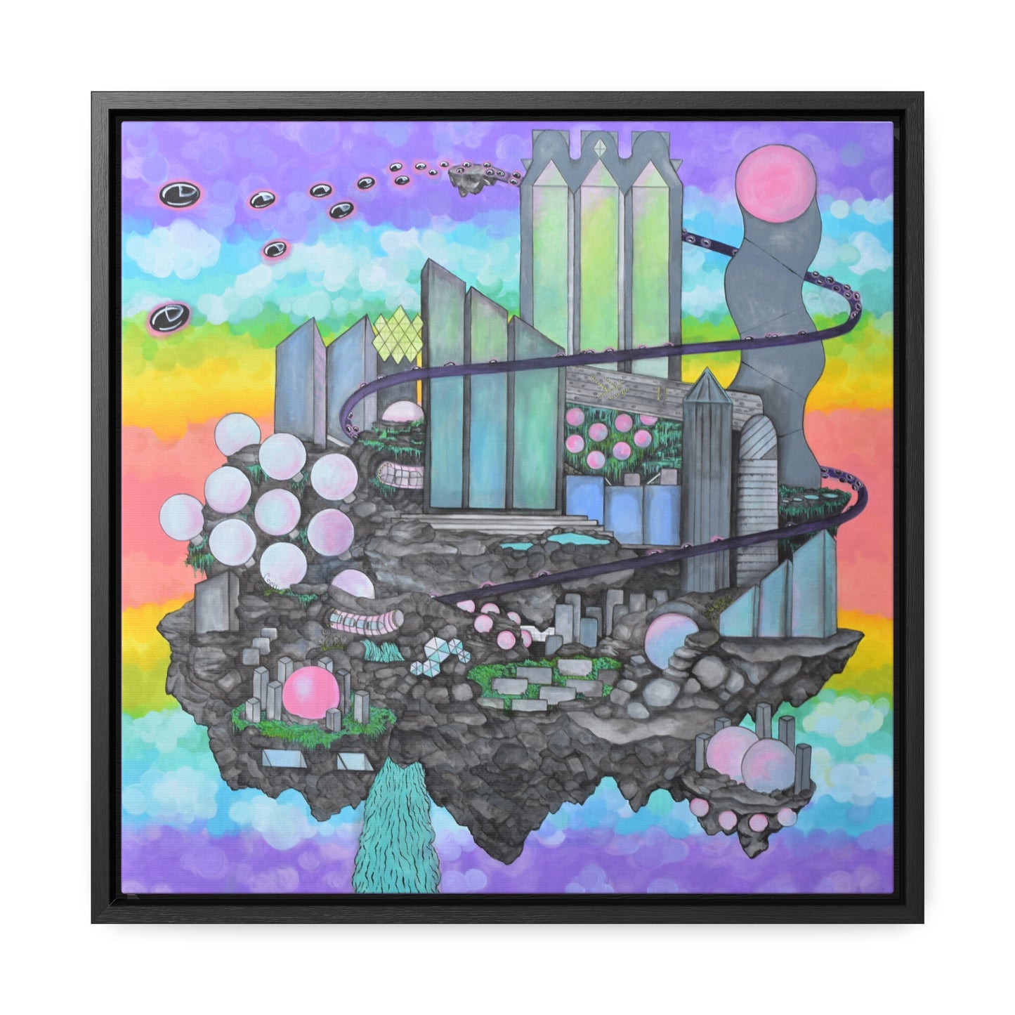 Bubblegum Metropolis, Framed Canvas