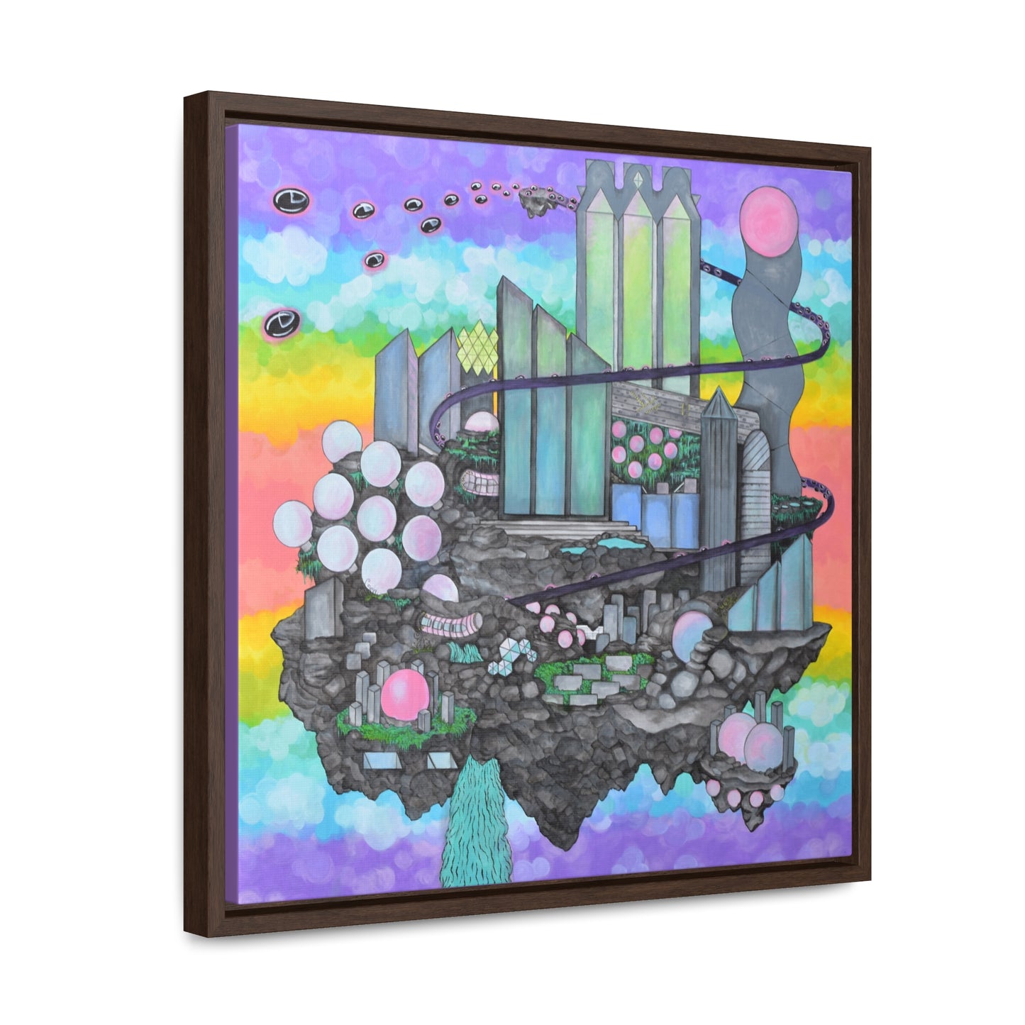 Bubblegum Metropolis, Framed Canvas