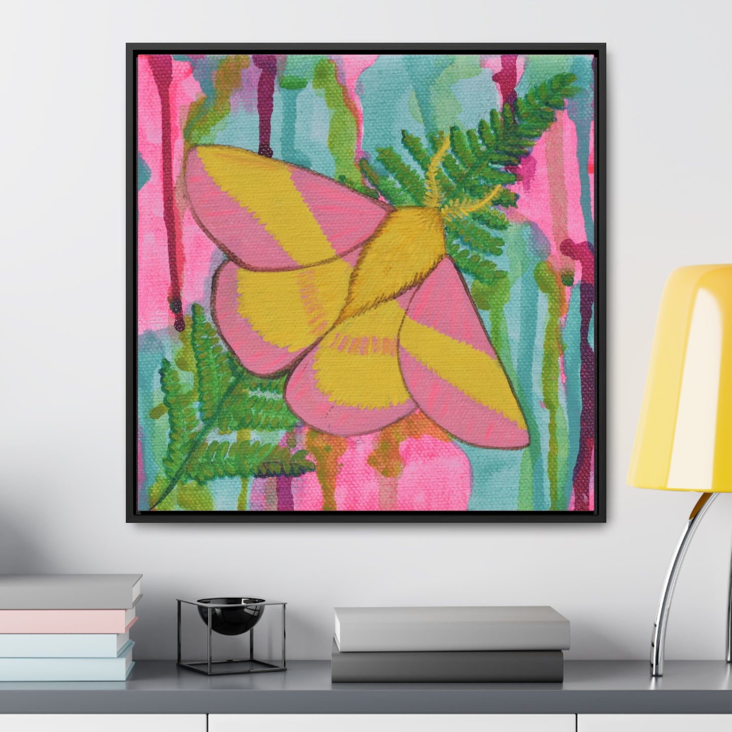 Rosy Maple Moth, Framed Canvas