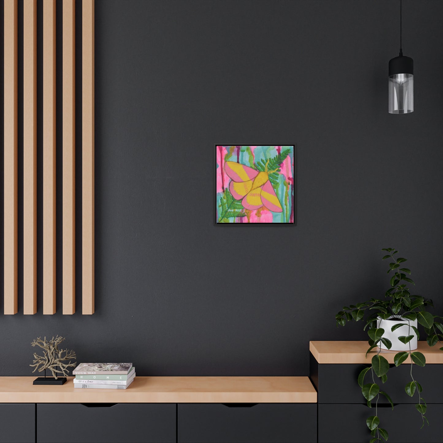 Rosy Maple Moth, Framed Canvas