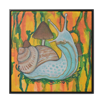 Snail & Mushrooms, Framed Canvas