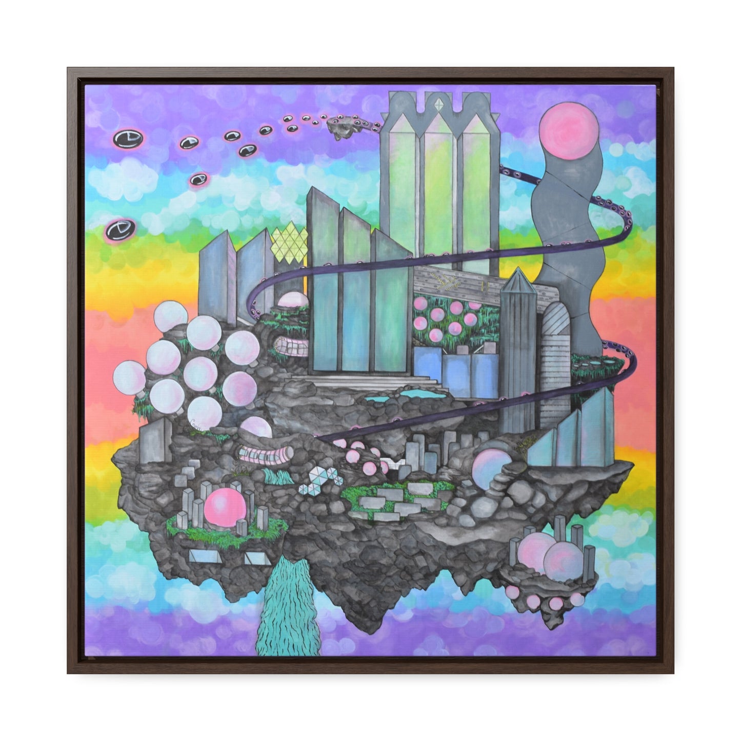 Bubblegum Metropolis, Framed Canvas