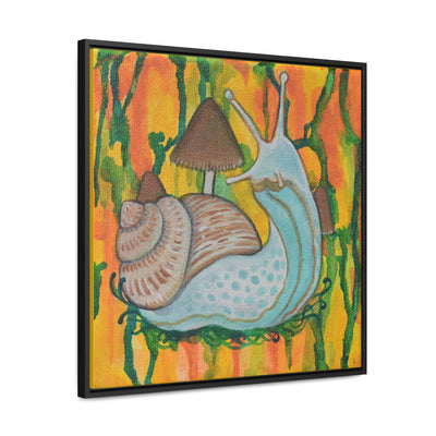 Snail & Mushrooms, Framed Canvas